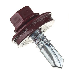 Саморезы кровельные с буром 19х5,5 мм металл-металл красное вино RAL 3005 (70 шт.)