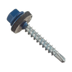 Саморезы кровельные с буром 35х4,8 мм металл-дерево синие RAL 5005 (60 шт.)