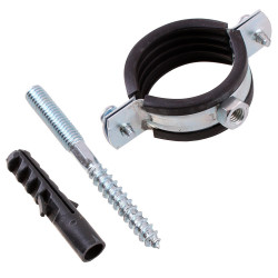 Хомут сантехнический 1 1/2 48-52 мм оцинкованная сталь со шпилькой и дюбелем Хомут сантехнический 1 1/2 48-52 мм оцинкованная сталь со шпилькой и дюбелем