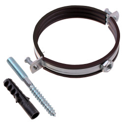 Хомут сантехнический 4" 110-115 мм оцинкованная сталь со шпилькой и дюбелем Хомут сантехнический 4" 110-115 мм оцинкованная сталь со шпилькой и дюбелем