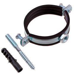 Хомут сантехнический 2 1/2" 74-80 мм оцинкованная сталь со шпилькой и дюбелем Хомут сантехнический 2 1/2" 74-80 мм оцинкованная сталь со шпилькой и дюбелем