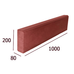 БОРДЮР БЕТОННЫЙ БОРТОВОЙ 500Х200Х80 ММ, КРАСНЫЙ БОРДЮР БЕТОННЫЙ БОРТОВОЙ 500Х200Х80 ММ, КРАСНЫЙ