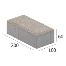 ПЛИТКА ТРОТУАРНАЯ КИРПИЧИК-1 1П.6 200Х100Х60 ММ СЕРЫЙ