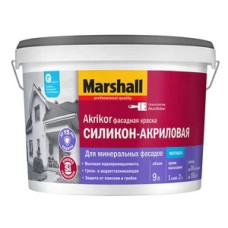 Краска фасадная Marshall Akrikor силикон-акриловая база BC бесцветная 9 л