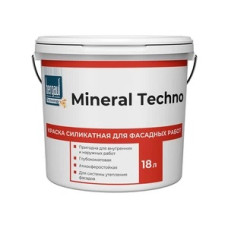 Краска фасадная Bergauf Mineral Techno силикатная база А белая 18 л