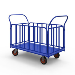 Тележка платформенная с трубчатыми бортами ТБ 2 (г/п 700 кг, 900x600 мм, колеса литая протекторная резина 200 мм) Тележка платформенная с трубчатыми бортами ТБ 2 (г/п 700 кг, 900x600 мм, колеса литая протекторная резина 200 мм)