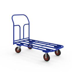 Тележка платформенная каркасная ТК 7 (г/п 500 кг, 1400x800 мм, колеса литая протекторная резина 160 мм) Тележка платформенная каркасная ТК 7 (г/п 500 кг, 1400x800 мм, колеса литая протекторная резина 160 мм)